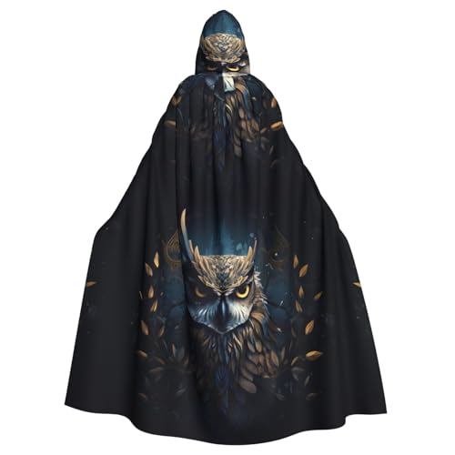 qqoupp Mysterious Owl Prints Halloween Adult Hooded Cape Super Large Hooded Cloak with Bow Tie, No Zipper von QQOUPP