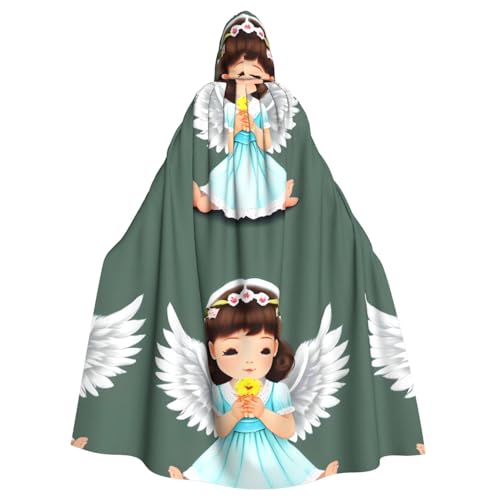 qqoupp Niedlicher kleiner Engel-Aufdruck, Halloween-Umhang mit Kapuze, für Erwachsene, super großer Kapuzenumhang mit Fliege, ohne Reißverschluss qqoupp Niedlicher kleiner Engel-Aufdruck, Halloween-Umhang mit Kapuze, für Erwachsene, super großer Kapuzenumhang mit Fliege, ohne Reißverschluss von QQOUPP