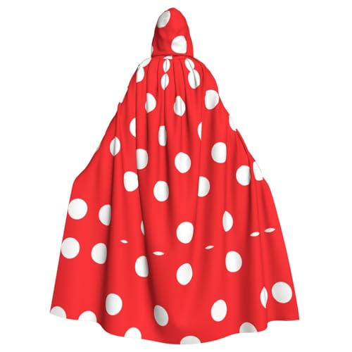 qqoupp Rote und weiße Punkte, Halloween-Umhang für Erwachsene, Kapuzenumhang mit Fliege, ohne Reißverschluss qqoupp Rote und weiße Punkte, Halloween-Umhang für Erwachsene, Kapuzenumhang mit Fliege, ohne Reißverschluss von QQOUPP