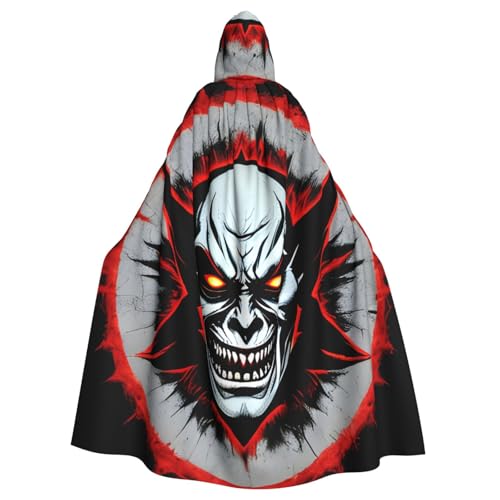 qqoupp Roter und schwarzer böser Geisterdruck, Halloween-Umhang für Erwachsene, Kapuzenumhang mit Fliege, ohne Reißverschluss qqoupp Roter und schwarzer böser Geisterdruck, Halloween-Umhang für Erwachsene, Kapuzenumhang mit Fliege, ohne Reißverschluss von QQOUPP