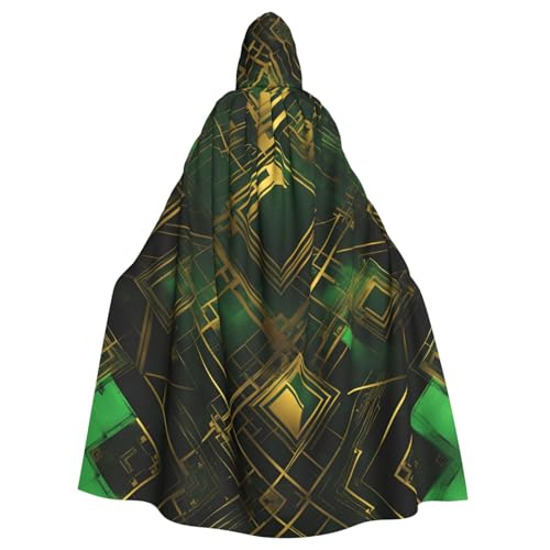 qqoupp Schwarz und Grün kariert bedruckt Halloween Erwachsene Kapuzenumhang super groß Kapuzenumhang mit Fliege ohne Reißverschluss qqoupp Schwarz und Grün kariert bedruckt Halloween Erwachsene Kapuzenumhang super groß Kapuzenumhang mit Fliege ohne Reißverschluss von QQOUPP