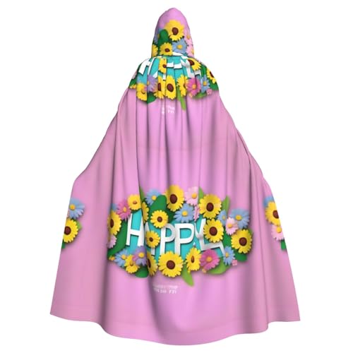 qqoupp Sky Happy Prints Halloween Kapuzenumhang für Erwachsene, super großer Kapuzenumhang mit Fliege, ohne Reißverschluss von QQOUPP
