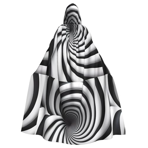 qqoupp Spirale optische Täuschung als Geschenk für Halloween, Erwachsenen-Kapuzenumhang mit Fliege, ohne Reißverschluss von QQOUPP
