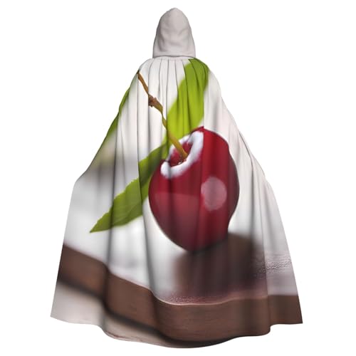 qqoupp Süßer kleiner Kirsch-Aufdruck, Halloween-Umhang mit Kapuze, für Erwachsene, super großer Kapuzenumhang mit Fliege, ohne Reißverschluss qqoupp Süßer kleiner Kirsch-Aufdruck, Halloween-Umhang mit Kapuze, für Erwachsene, super großer Kapuzenumhang mit Fliege, ohne Reißverschluss von QQOUPP