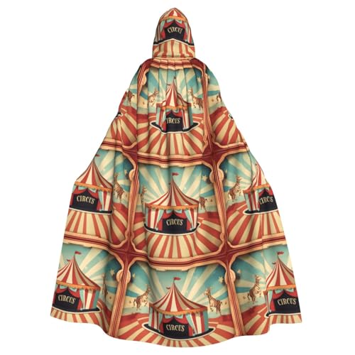 qqoupp Vintage Zirkus Hintergrund Drucke Halloween Erwachsene Kapuzenumhang super groß Kapuzenumhang mit Fliege ohne Reißverschluss von QQOUPP