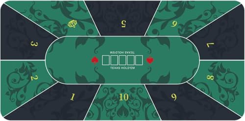 Professionelle Poker-Tischmatte, tragbare Poker-Tischmatte for 10 Spieler, zusammenklappbare Texas Hold'em-Pokermatte aus Gummischaum for Tische, rutschfeste Pokertischmatte for Pokerspiele(Grün,M) von QQPQQ