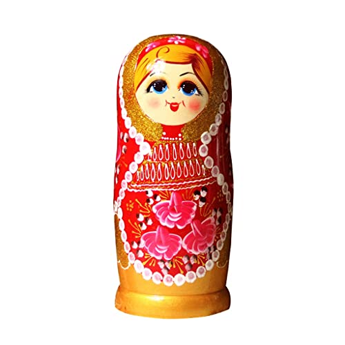 QQWW Russische Matroschka, 10 Stück, russische Matroschka, Heimdekor-Kollektion, klassischer Stil, stapelbare Puppe, handbemalt, aus Holz von QQWW