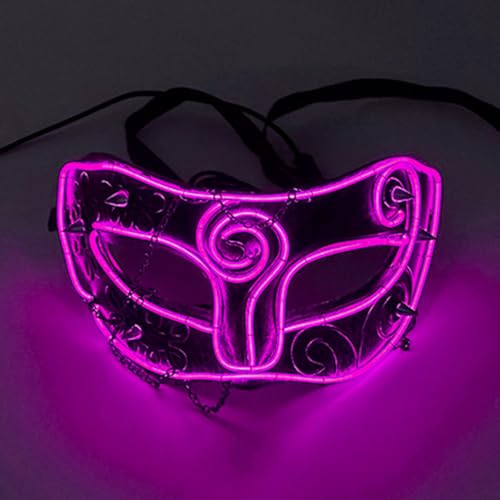 QQY Halloween LED Maske, Erleuchten Sie das Rollenspiel der Maske, männliche und weibliche Masken LED Wave in 3 Beleuchtungsmodi (Rosa-2) von QQY
