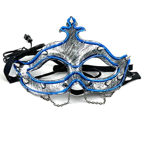 QQY Halloween Maske LED Beleuchten Rollenspiel Maske, LED Rave Maske für Männer und Frauen mit 3 Beleuchtungsmodi (Blau -3) von QQY