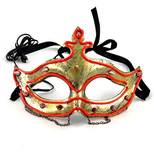 QQY Halloween Maske LED Beleuchten Rollenspiel Maske, LED Rave Maske für Männer und Frauen mit 3 Beleuchtungsmodi (Rot-3) von QQY