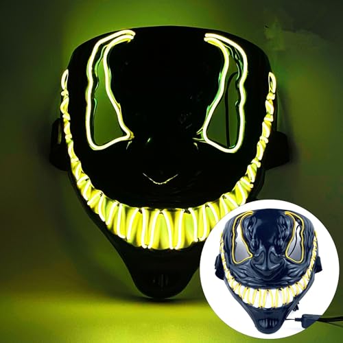 QQY Halloween Masken, LED Purge Mask Light Up Mask Scary Masks with 3 Lighting Modes for Halloween Christmas Carnival Festival Party (Yellow) von QQY