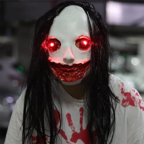 QQY Maske, Halloween, Horror, Horror, Kopfbedeckung, Blut, rote Augen, leuchtende Augenmaske, Party-Deko, Prop (D) von QQY