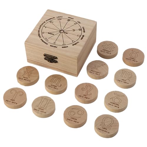 QRONCES Hexen Rune Runenholz Runensteine Set Meditation Holzrunen Heilkristallsteine Set Hexendekoration Hexen Heimdekoration Kits Symbol Set von QRONCES