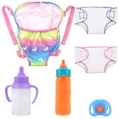 6-teiliges Tragetaschen-Spielset für Babypuppen mit Spielzeugwindeln und Flaschen, Baby-Puppenträger-Zubehör für Stofftier-Trageträger/amerikanische Puppen, 30,5 cm bis 45,7 cm, verstellbare Gurte für 6-teiliges Tragetaschen-Spielset für Babypuppen mit Spielzeugwindeln und Flaschen, Baby-Puppenträger-Zubehör für Stofftier-Trageträger/amerikanische Puppen, 30,5 cm bis 45,7 cm, verstellbare Gurte für von QSKJJI