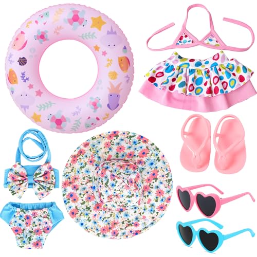 Puppenkleidung und Zubehör, 45,7 cm Puppenkleidung und Zubehör, 2 Sets Puppen-Badeanzug, 45,7 cm große Puppen-Flip-Flops, Hut, Schwimmring und 2 Paar Brillen für American Doll's Summer Look, 45,7 cm Puppenkleidung und Zubehör, 45,7 cm Puppenkleidung und Zubehör, 2 Sets Puppen-Badeanzug, 45,7 cm große Puppen-Flip-Flops, Hut, Schwimmring und 2 Paar Brillen für American Doll's Summer Look, 45,7 cm von QSKJJI