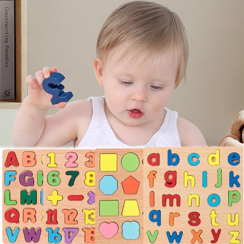 QSLKI 4pcs Montessori Holz Alphabet Nachverfolgungstafel - Bildungsspielzeug für Kinder - Förderung der Feinmotorik, Holz Alphabet Puzzle ABC Buchstaben Board, für 3 4 5 Jahre alte Kinder QSLKI 4pcs Montessori Holz Alphabet Nachverfolgungstafel - Bildungsspielzeug für Kinder - Förderung der Feinmotorik, Holz Alphabet Puzzle ABC Buchstaben Board, für 3 4 5 Jahre alte Kinder von QSLKI