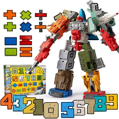QSLKI Zahl Transforming Robots, Transforming Spielzeug für Geburtstagsgeschenk,Kinder intellektuelles Spielzeug, Geschenke, pädagogische Roboter Spielzeug 3-6 Jahre Kinder spielen lernen (type 2（0-9）) von QSLKI