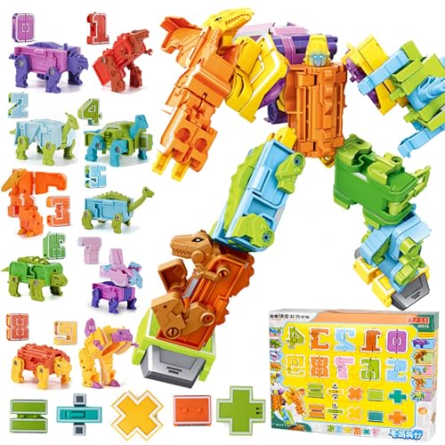 QSLKI Zahl Transforming Robots, Transforming Spielzeug für Geburtstagsgeschenk,Kinder intellektuelles Spielzeug, Geschenke, pädagogische Roboter Spielzeug 3-6 Jahre Kinder spielen lernen (type 3（0-9）) von QSLKI