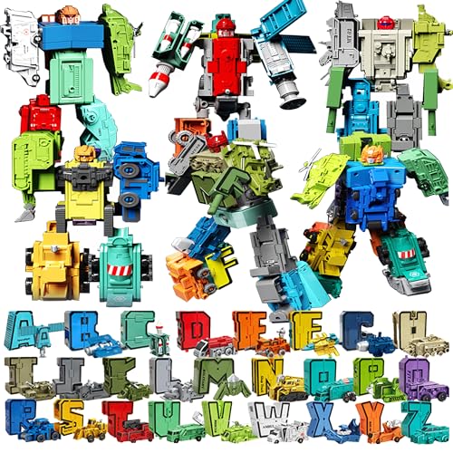 QSLKI Zahl Transforming Robots, Transforming Spielzeug für Geburtstagsgeschenk,Kinder intellektuelles Spielzeug, Geschenke, pädagogische Roboter Spielzeug 3-6 Jahre Kinder spielen lernen (type 4（A-Z）) von QSLKI