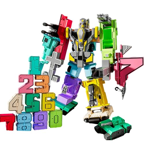 QSLKI Zahl Transforming Robots, Transforming Spielzeug für Geburtstagsgeschenk,Kinder intellektuelles Spielzeug, Geschenke, pädagogische Roboter Spielzeug 3-6 Jahre Kinder spielen lernen (type 1（0-9）) von QSLKI