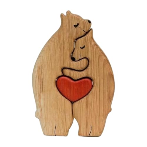 QSTDGVPW Holzbärenfamilie Kunstpuzzle, Holzbärenpuzzle Skulpturen Familie Holzbärenpuzzle, 2 Bären von QSTDGVPW