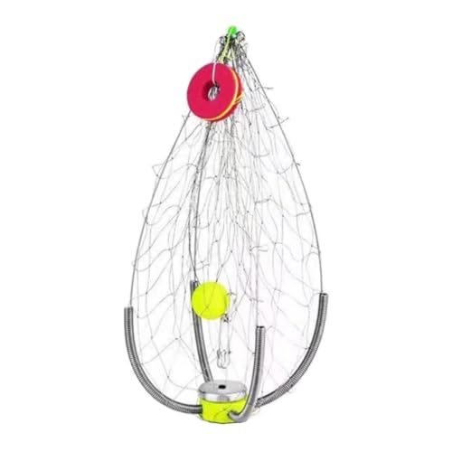 QSTDGVPW Netzkorb Aus Edelstahl, Faltbar, Tragbar, Langlebig, Angelwerkzeug für Garnelen, Flusskrebse Und Küstenflüsse, Kleine Masche, Ausgeklappt 60 cm von QSTDGVPW