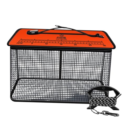 QSTDGVPW Schwimmender Fischkorb, Fischeimer, für Den Außenbereich, Leicht, Vielseitig Einsetzbar, mit Reißverschluss, Orange 39 X24cmx50cm von QSTDGVPW