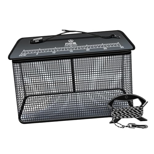 QSTDGVPW Schwimmender Fischkorb, Fischeimer, für Den Außenbereich, Leicht, Vielseitig Einsetzbar, mit Reißverschluss, Schwarz 39cmx24cmx50cm von QSTDGVPW
