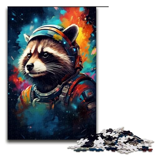 1000 Teile Astronauten Waschbär von SplattersLots Dickes farbiges Puzzlespiel für Erwachsene geeignet für Paare und Teenager ab 14 Jahren 75 x 50 cm von QSYFNBZL