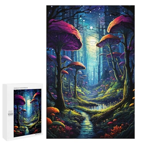 1000 Teile Bunte psychedelische Fantasiewelt Waldpuzzles für Erwachsene Unmögliches Puzzle zum Stressabbau für Teenager ab 14 Jahren 75 x 50 cm von QSYFNBZL