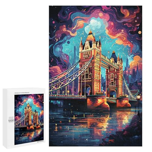 1000 Teile Buntes Psychedelia Puzzlespiel der Tower Bridge für Erwachsene geeignet für Paare und Teenager ab 14 Jahren 75 x 50 cm 1000 Teile Buntes Psychedelia Puzzlespiel der Tower Bridge für Erwachsene geeignet für Paare und Teenager ab 14 Jahren 75 x 50 cm von QSYFNBZL