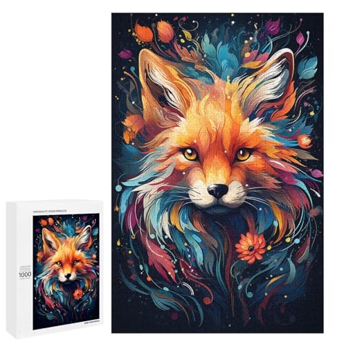 1000 Teile Buntes Psychedelia Puzzlespiel mit freundlichen Füchsen für Erwachsene geeignet für Paare und Teenager ab 14 Jahren 75 x 50 cm von QSYFNBZL