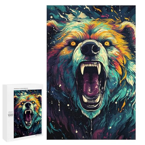 1000 Teile Buntes psychedelisches Bären Puzzlespiel für Erwachsene geeignet für Paare und Teenager ab 14 Jahren 75 x 50 cm von QSYFNBZL