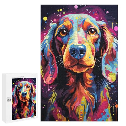 1000 Teile Buntes psychedelisches Dackel Puzzlespiel für Erwachsene geeignet für Paare und Teenager ab 14 Jahren 75 x 50 cm von QSYFNBZL