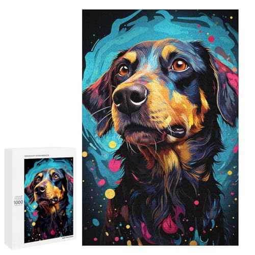 1000 Teile Buntes psychedelisches Dackel Puzzlespiel für Erwachsene geeignet für Paare und Teenager ab 14 Jahren 75 x 50 cm von QSYFNBZL