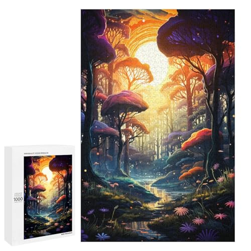 1000 Teile Buntes psychedelisches Fantasiewald Puzzle für Erwachsene. Unmögliches Puzzle zum Stressabbau für Teenager ab 14 Jahren. 75 x 50 cm von QSYFNBZL