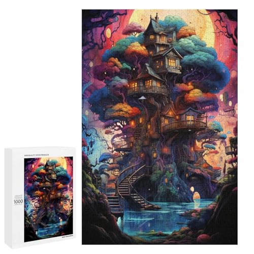 1000 Teile Buntes psychedelisches Fantasy Baumhaus Puzzlespiel für Erwachsene geeignet für Paare und Teenager ab 14 Jahren 75 x 50 cm 1000 Teile Buntes psychedelisches Fantasy Baumhaus Puzzlespiel für Erwachsene geeignet für Paare und Teenager ab 14 Jahren 75 x 50 cm von QSYFNBZL