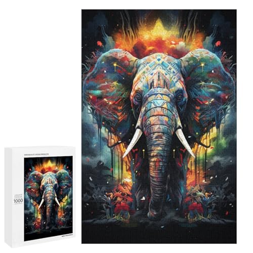 1000 Teile Buntes psychedelisches Fantasy Elefanten Puzzle für Erwachsene Unmögliches Puzzle zum Stressabbau für Teenager ab 14 Jahren 75 x 50 cm 1000 Teile Buntes psychedelisches Fantasy Elefanten Puzzle für Erwachsene Unmögliches Puzzle zum Stressabbau für Teenager ab 14 Jahren 75 x 50 cm von QSYFNBZL