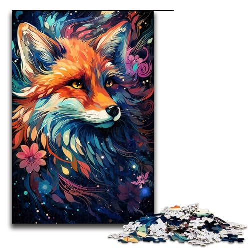 1000 Teile Buntes psychedelisches Fuchs Tierpuzzle für Erwachsene Unmögliches Puzzle zum Stressabbau für Teenager ab 14 Jahren 75 x 50 cm von QSYFNBZL