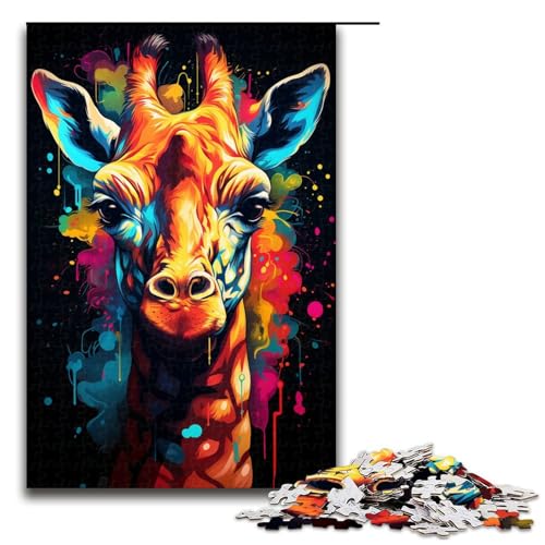 1000 Teile Buntes psychedelisches Giraffen Puzzlespiel für Erwachsene geeignet für Paare und Teenager ab 14 Jahren 75 x 50 cm von QSYFNBZL