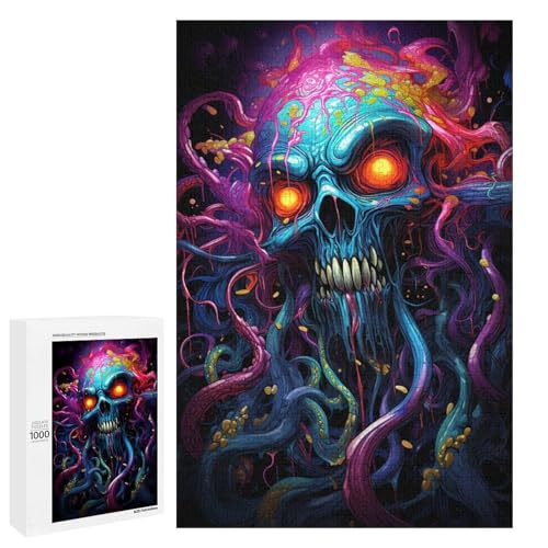 1000 Teile Buntes psychedelisches Kunstgemälde eines Oktopus Puzzlespiels für Erwachsene geeignet für Paare und Teenager ab 14 Jahren 75 x 50 cm von QSYFNBZL