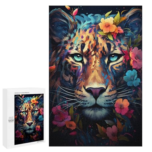 1000 Teile Buntes psychedelisches Leoparden Puzzlespiel für Erwachsene geeignet für Paare und Teenager ab 14 Jahren 75 x 50 cm von QSYFNBZL