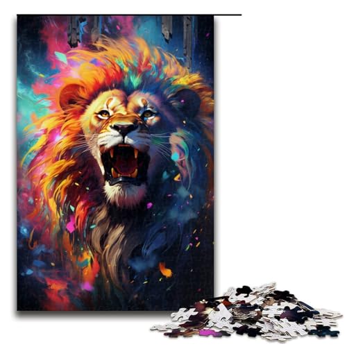 1000 Teile Buntes psychedelisches Löwenpuzzle für Erwachsene. Unmögliches Puzzle zum Stressabbau für Teenager ab 14 Jahren. 75 x 50 cm von QSYFNBZL