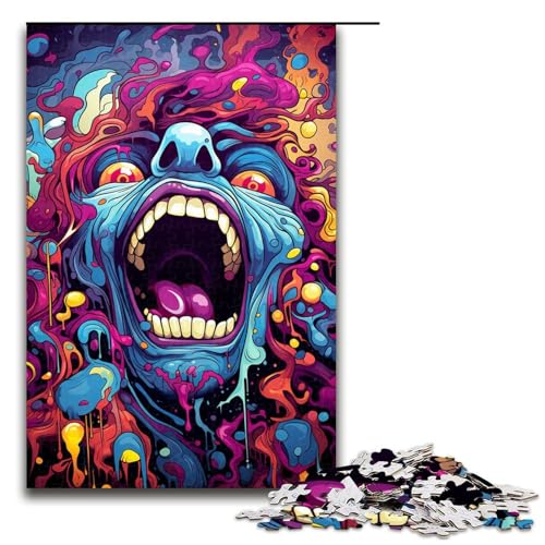 1000 Teile Buntes psychedelisches Monster Puzzlespiel für Erwachsene geeignet für Paare und Teenager ab 14 Jahren 75 x 50 cm von QSYFNBZL