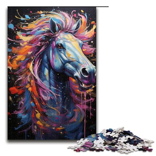 1000 Teile Buntes psychedelisches Pferde Puzzlespiel für Erwachsene geeignet für Paare und Teenager ab 14 Jahren 75 x 50 cm von QSYFNBZL