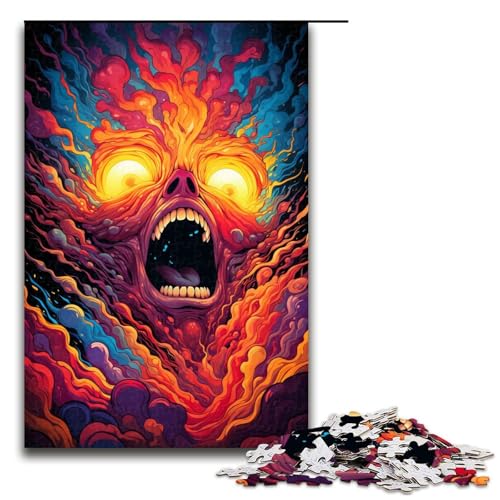 1000 Teile Buntes psychedelisches Puzzlespiel mit rotem und blauem Himmel für Erwachsene geeignet für Paare und Teenager ab 14 Jahren 75 x 50 cm von QSYFNBZL