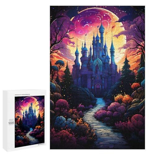 1000 Teile Buntes psychedelisches Schloss Puzzle für Erwachsene. Unmögliches Puzzle zum Stressabbau für Teenager ab 14 Jahren. 75 x 50 cm von QSYFNBZL