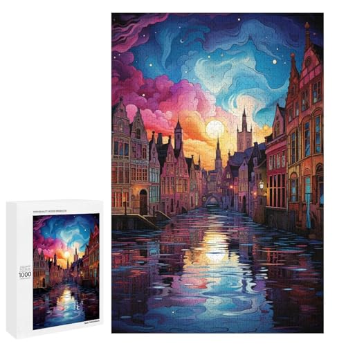 1000 Teile Buntes psychedelisches Stadt Puzzlespiel für Erwachsene geeignet für Paare und Teenager ab 14 Jahren 75 x 50 cm von QSYFNBZL