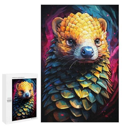 1000 Teile Buntes psychedelisches Tier Schuppentier Puzzlespiel für Erwachsene geeignet für Paare und Teenager ab 14 Jahren 75 x 50 cm von QSYFNBZL