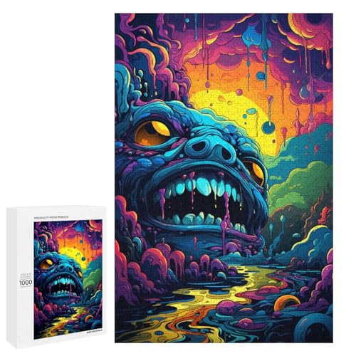 1000 Teile Buntes psychedelisches böses Monster Puzzlespiel für Erwachsene geeignet für Paare und Teenager ab 14 Jahren 75 x 50 cm von QSYFNBZL